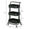 3-Tier Metal Rolling Utility Cart Multi-function Organizer Shelf Kitchen Organizer Rack Tower Rack with Wheels Trolley Cart, Black