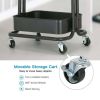 3-Tier Metal Rolling Utility Cart Multi-function Organizer Shelf Kitchen Organizer Rack Tower Rack with Wheels Trolley Cart, Black